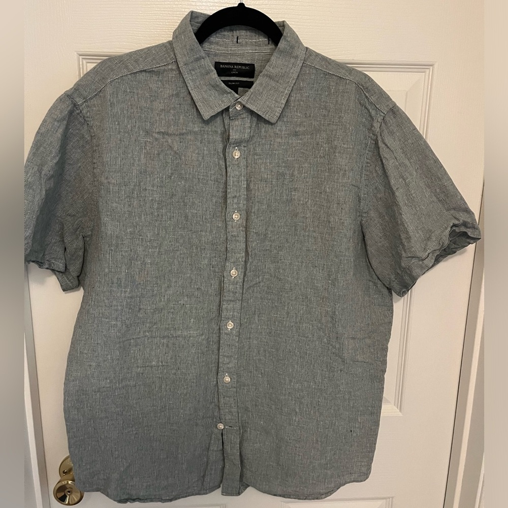 Mens Banana Republic Linen slim fit size XL Short sleeve shirt